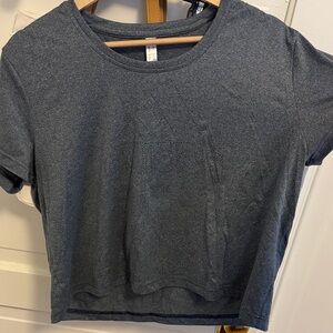 adidas Women's Charcoal blue Short Sleeve crop tee